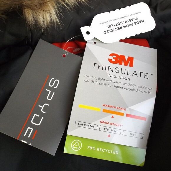 new SPYDER Coat, S, Crossover, Red/Black Furry trim hood, Zipper, Thumb holes - Picture 12 of 15